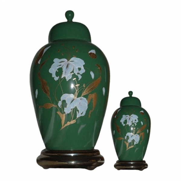 Orchid Green Ceramic Cremation Urns